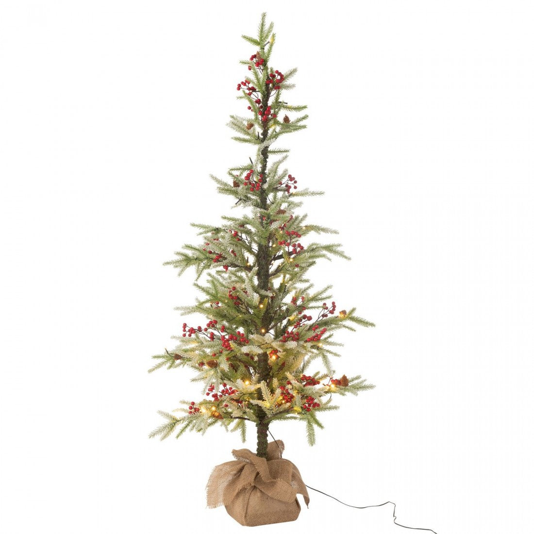 Choinka + Juta + Sztuczny Śnieg LED Zielony/Czerwony Large H150cm J-Line