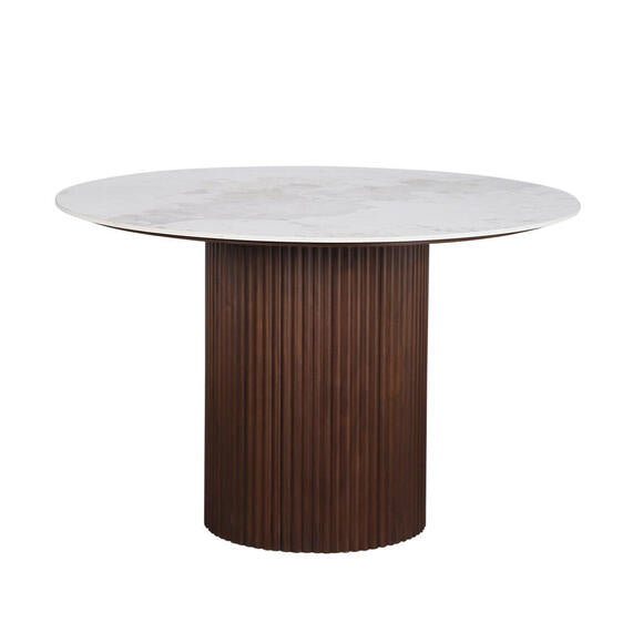 Stół okrągły Urban Chique Ceramiczny marmur / fornir orzechowy Pole to Pole
