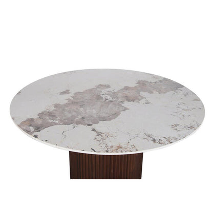 Stół okrągły Urban Chique Ceramiczny marmur / fornir orzechowy Pole to Pole