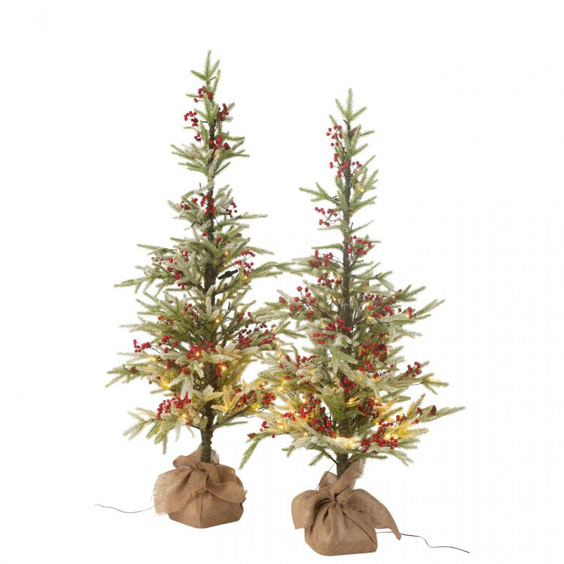 Choinka + Juta + Sztuczny Śnieg LED Zielony/Czerwony Large H150cm J-Line