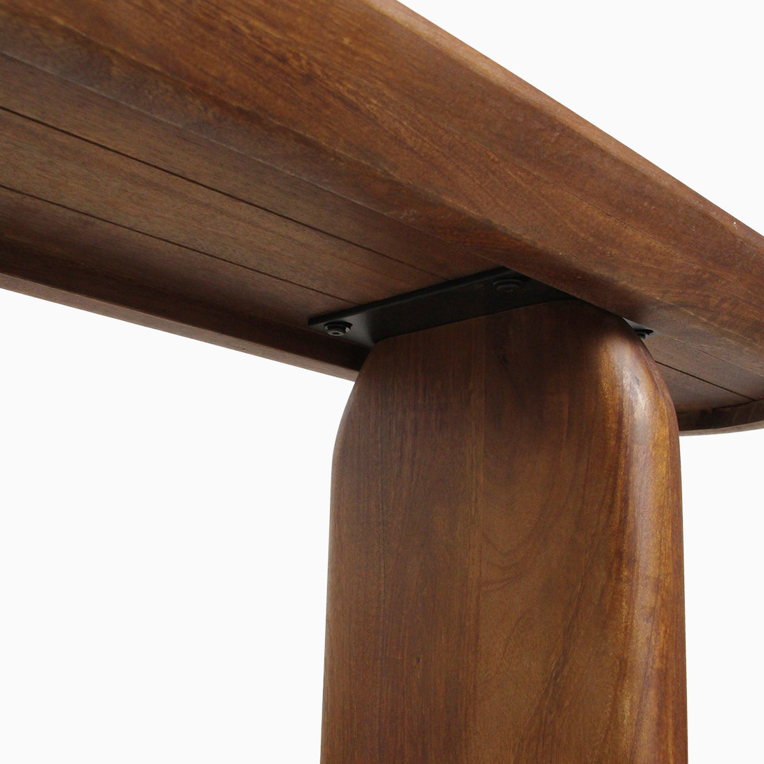 Ławka do jadalni Bullnose z brązowego drewna mango 200 cm Raw Materials