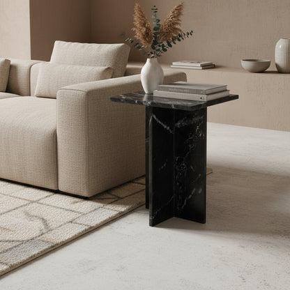 Stolik pomocniczy Shanghai Czarny Marmur Raw Materials