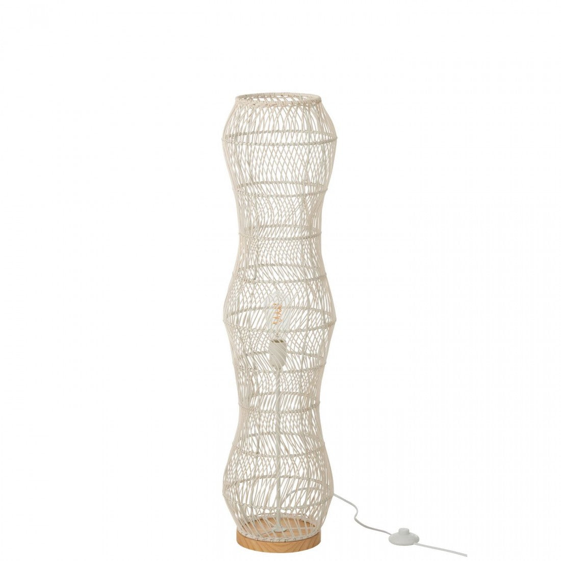 Lampa podłogowa rattan metal skręcana biała H101cm J-Line