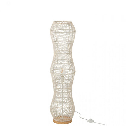 Lampa podłogowa rattan metal skręcana biała H101cm J-Line