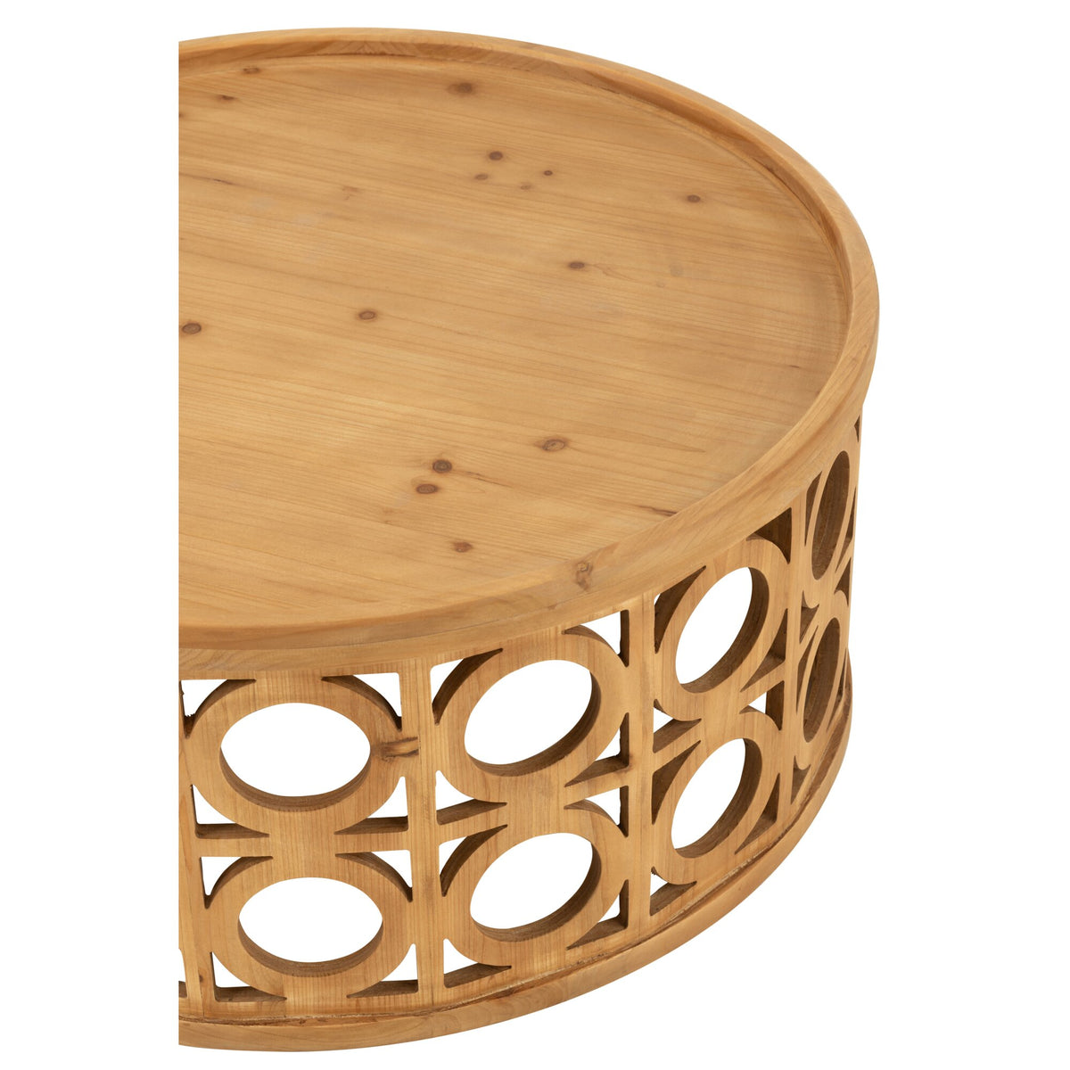 Stolik kawowy z rzeźbionego drewna świerkowego/MDF naturalnego J-Line