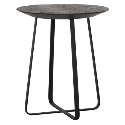 Neptunes salontafel zwart verjongd teakhouten blad detail