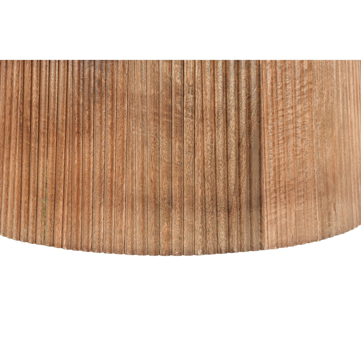 Close-up van de handmatig geribbelde middenpoot in mangohout Pecan
