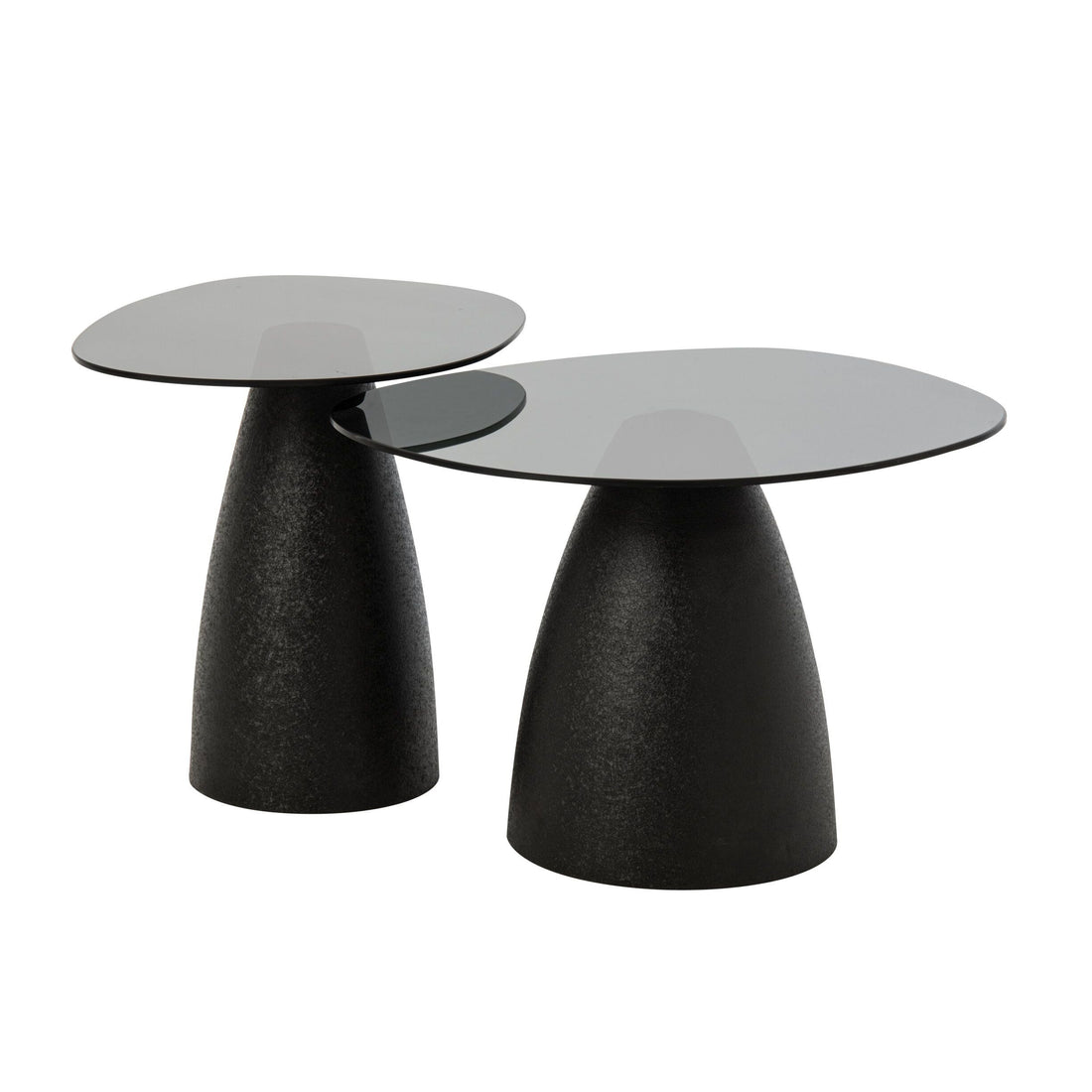 Stoliki kawowe Szklane/Metalowe Czarne Zestaw 2 szt. J-Line