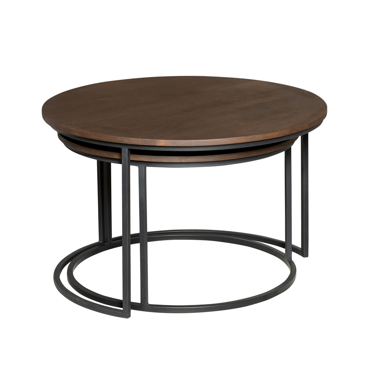 Salontafels Madison set van 2 van Starfurn met close-up van het slanke zwarte stalen frame