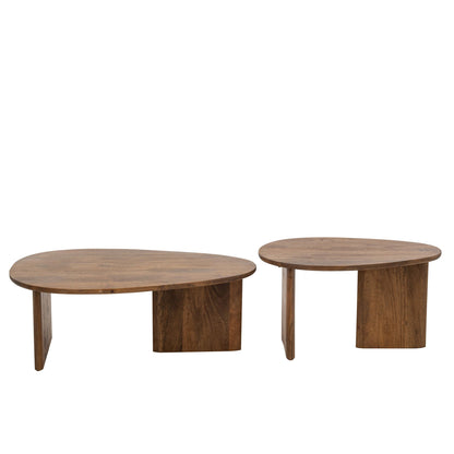 Zestaw 2 stolików kawowych z naturalnego drewna mango J-Line