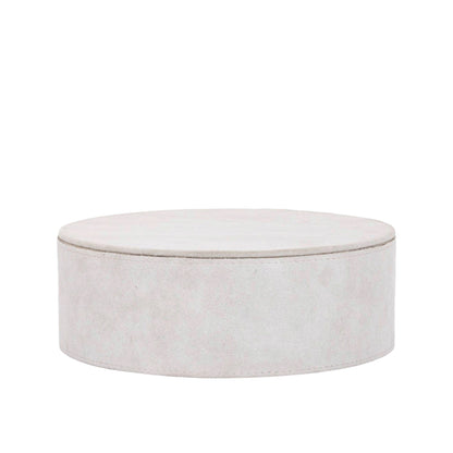 Saria Set Van 3 Opbergdozen Suède Beige Rond van PTMD, ander aanzicht, drie ronde beige opbergdozen van suède
