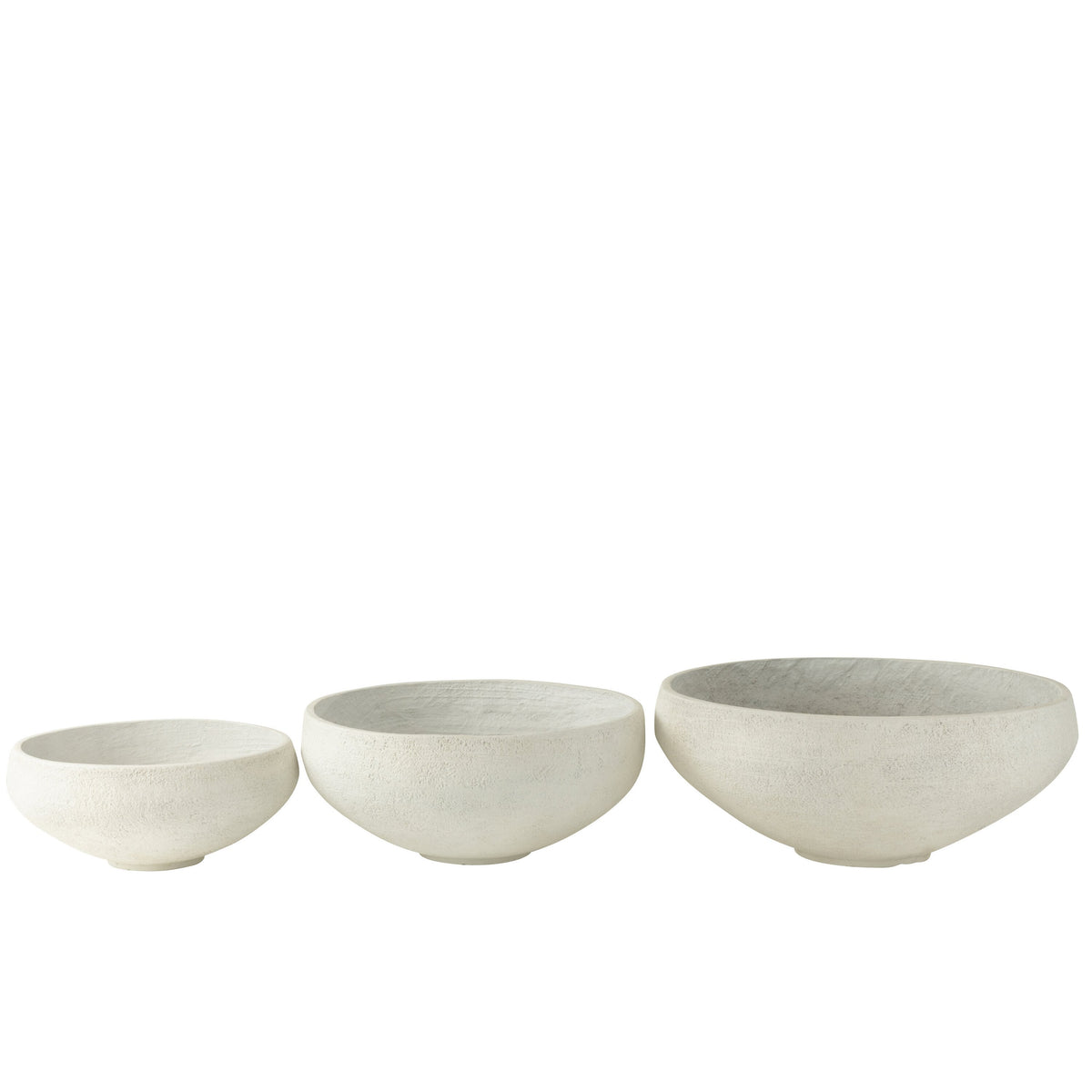 Schaal Vezelklei Wit Set van 3 - Pot - J-Line - livinglovely.nl