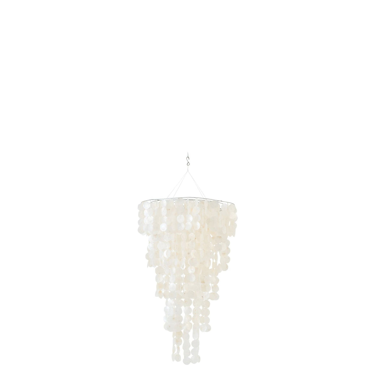 Lampa wisząca z muszli Capiz Biała Mała Ø60cm x H100cm J-Line