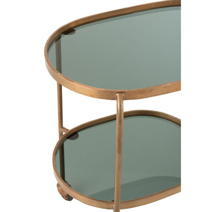 Serveerkar Ovaal 2niv Ijzer/Glas Zwart/Brons J-Line