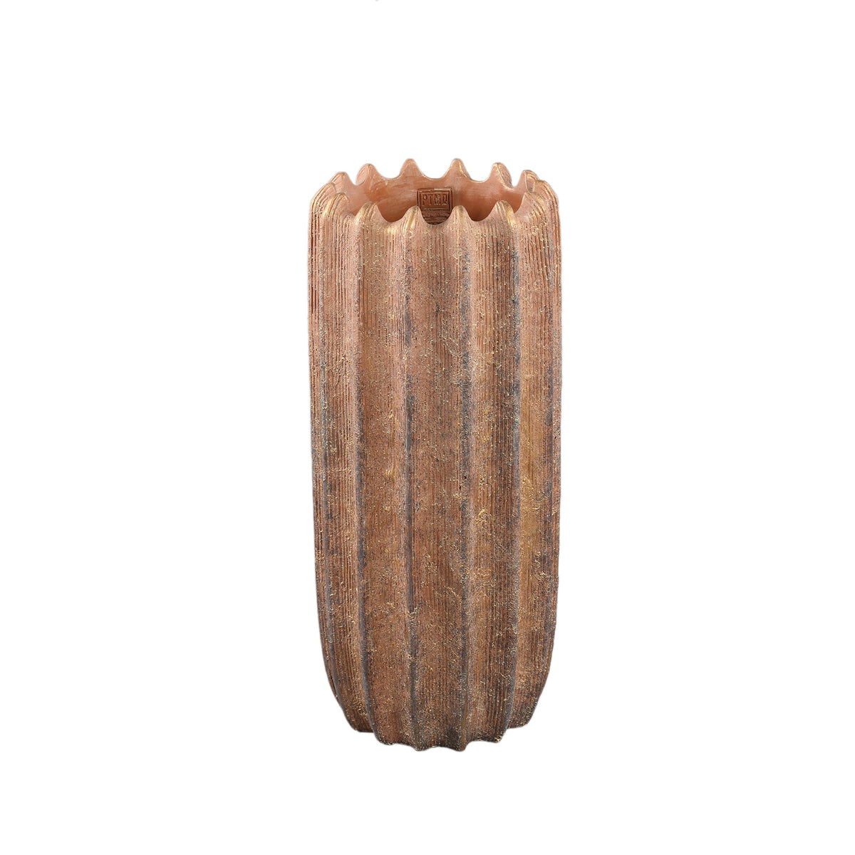 Set Van 2 Brigett Potten Koper Cement van PTMD, de middelgrote pot van 50 centimeter in koperkleurig cement