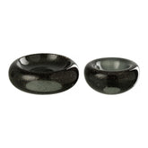 Set Van 2 Carol Sierschalen Glas Zwart van J-Line, de complete set met beide schalen naast elkaar op witte achtergrond