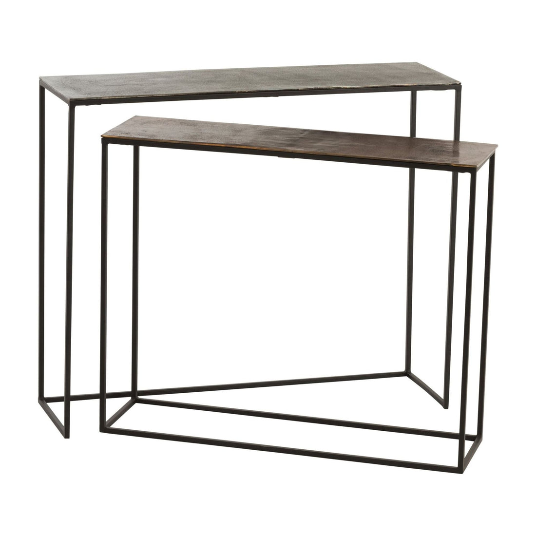 Zestaw 2 konsol prostokątnych z aluminium, czarne/mix, J-Line