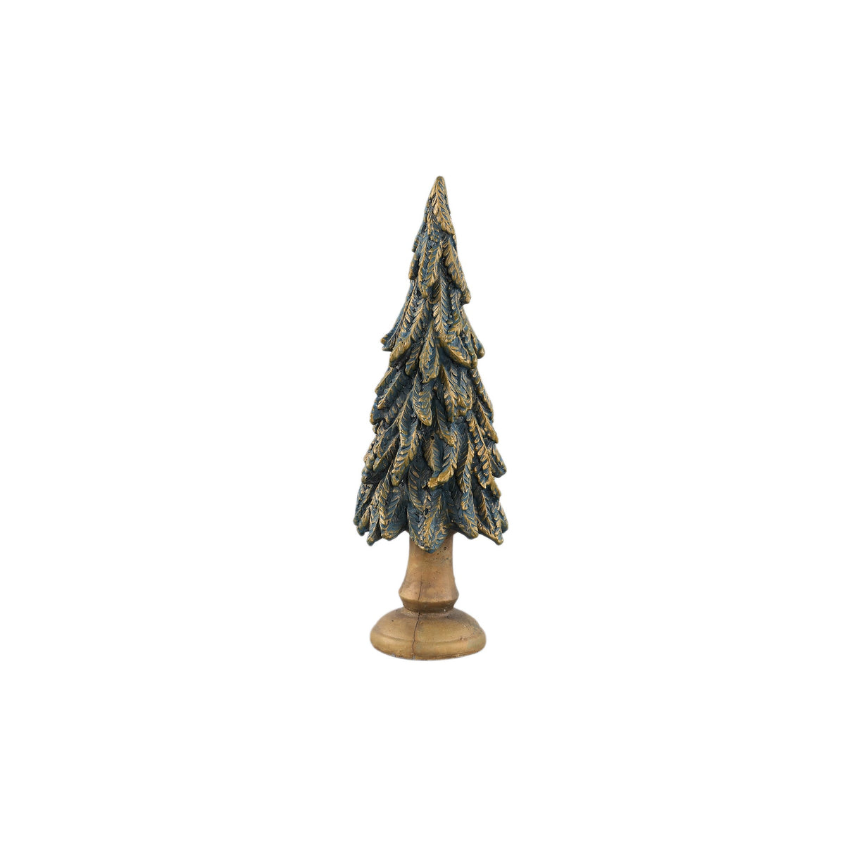 Set Van 2 Thao Kerstbomen Cement Donkergroen Goud van PTMD, Thao Kerstboom Medium uit de set los op witte achtergrond