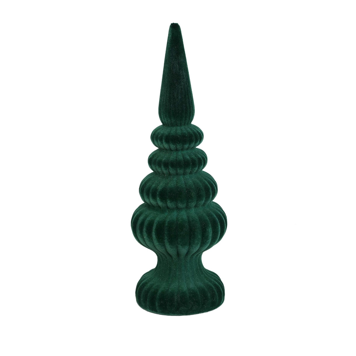 Set Van 2 Yule Kegelbomen Fluweel Donkergroen van PTMD, Yule Kegelboom Large uit de set los op witte achtergrond