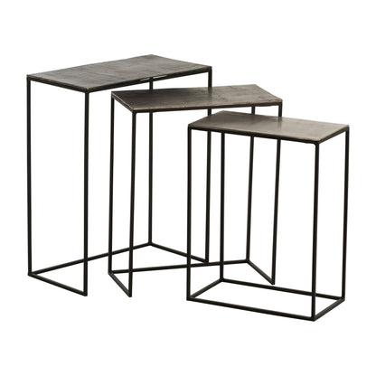 Zestaw 3 stolików pomocniczych prostokątnych, aluminium, czarne/mix, J-Line