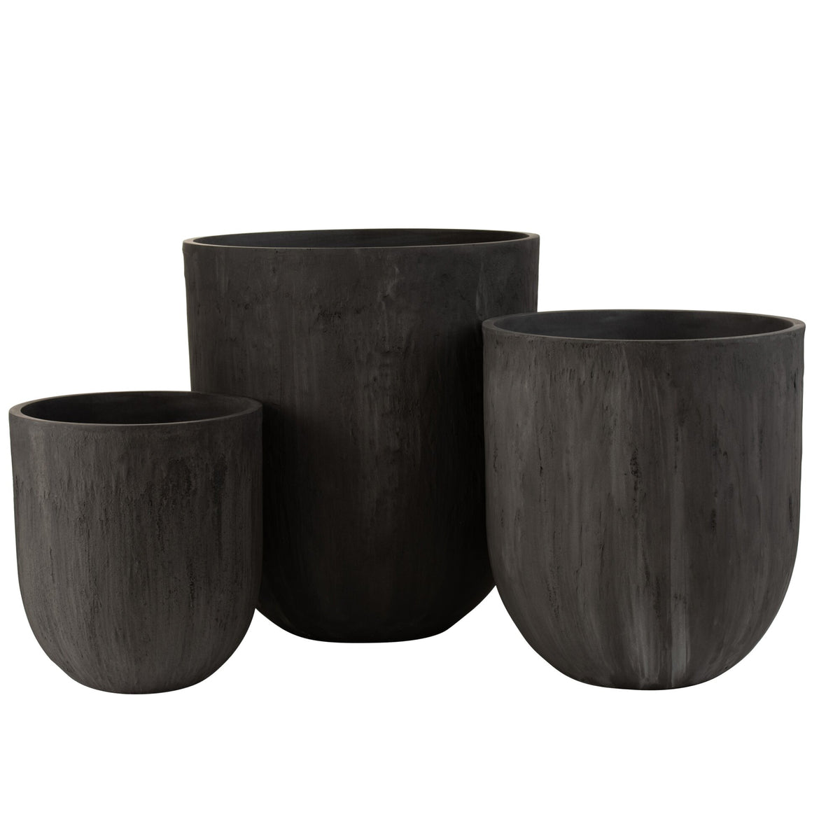 Zestaw 3 wysokich, okrągłych, czarnych wazonów ceramicznych J-Line