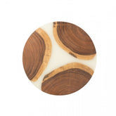 Snijplank Rond Acacia Hout/Epoxyhars Naturel/Wit - Serveerplank - J-Line - livinglovely.nl
