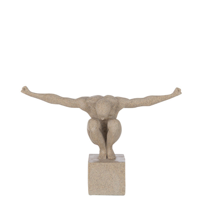 Sporter Op Voet Marmer Poly Zand Small - Beeld - J-Line - livinglovely.nl