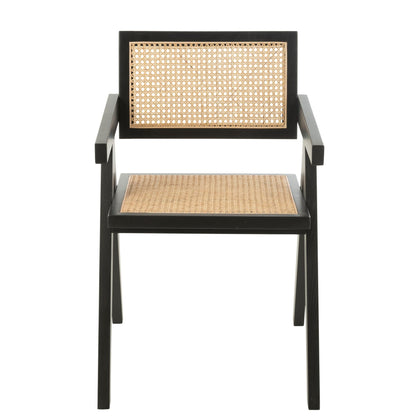 Stoel Rooster Essenhout/Rattan Zwart J-Line