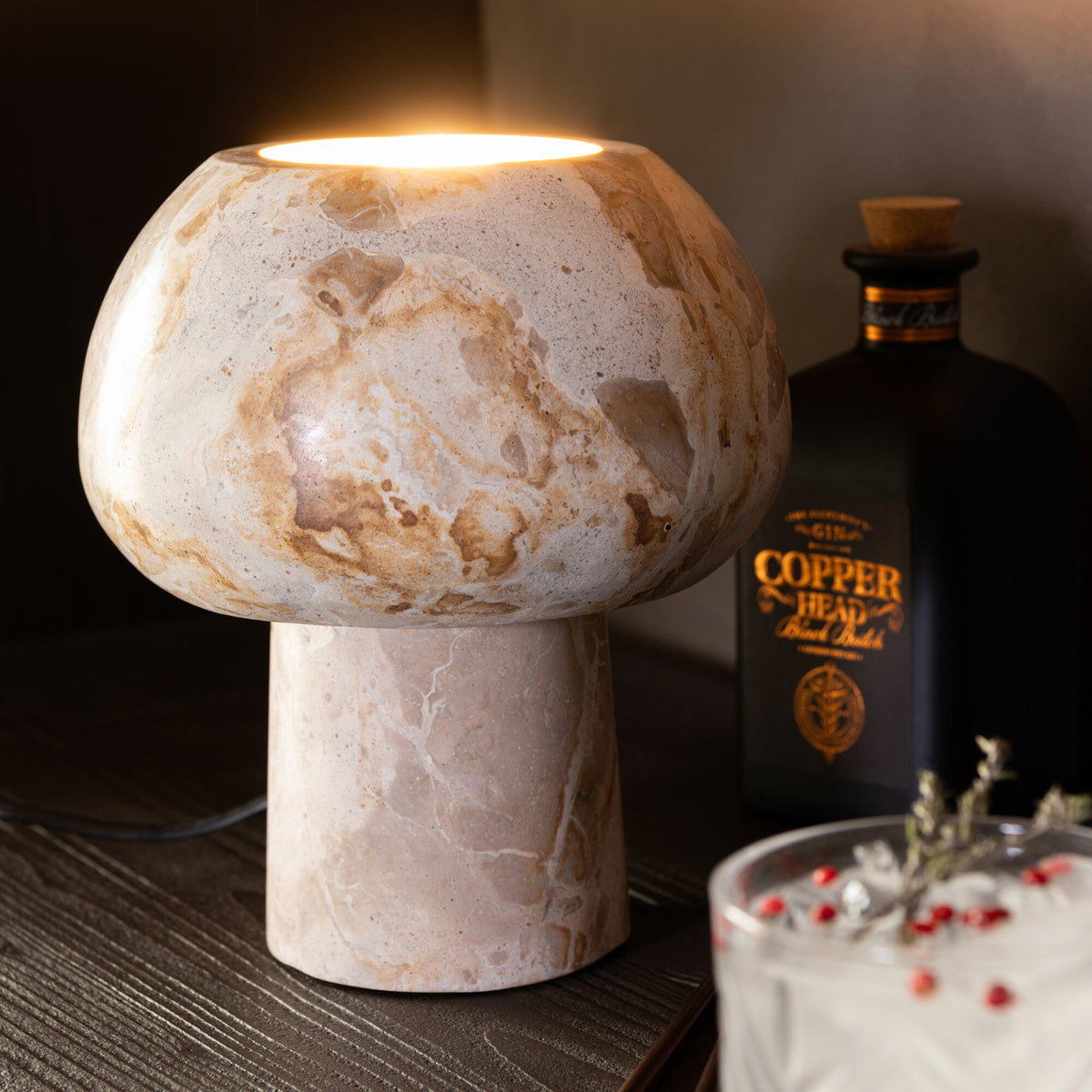 Table Lamp Marble Beige - - J-Line - livinglovely.nl