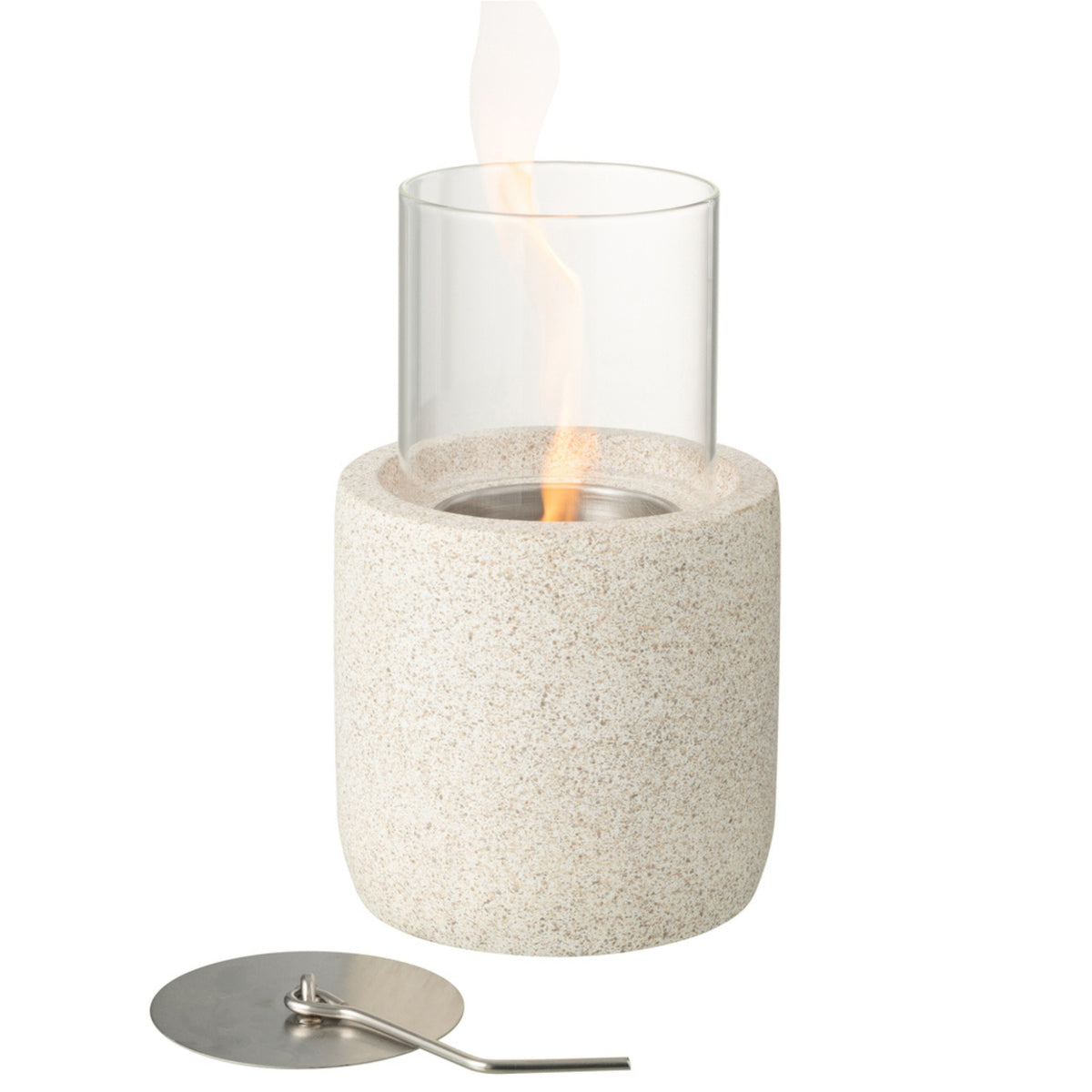 Tafelhaard Bio-Ethanol Rond Grijs Ø13x22.5cm - Tafelhaard - J-Line - livinglovely.nl