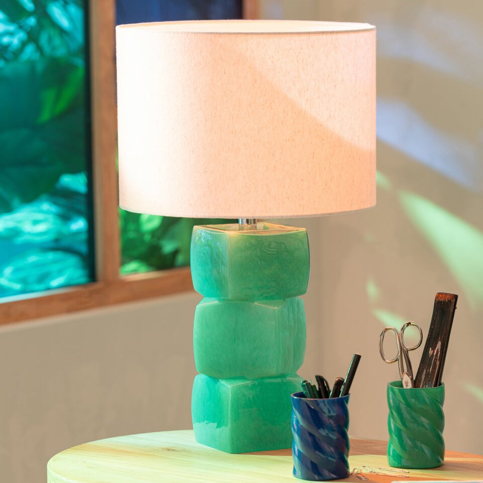 Lampa stołowa 3 Sześciany Szkło Ciemnozielone J-Line