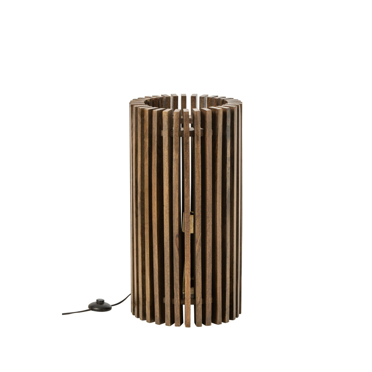 Lampa stołowa żebrowana z drewna mango, ciemnobrązowa, J-Line