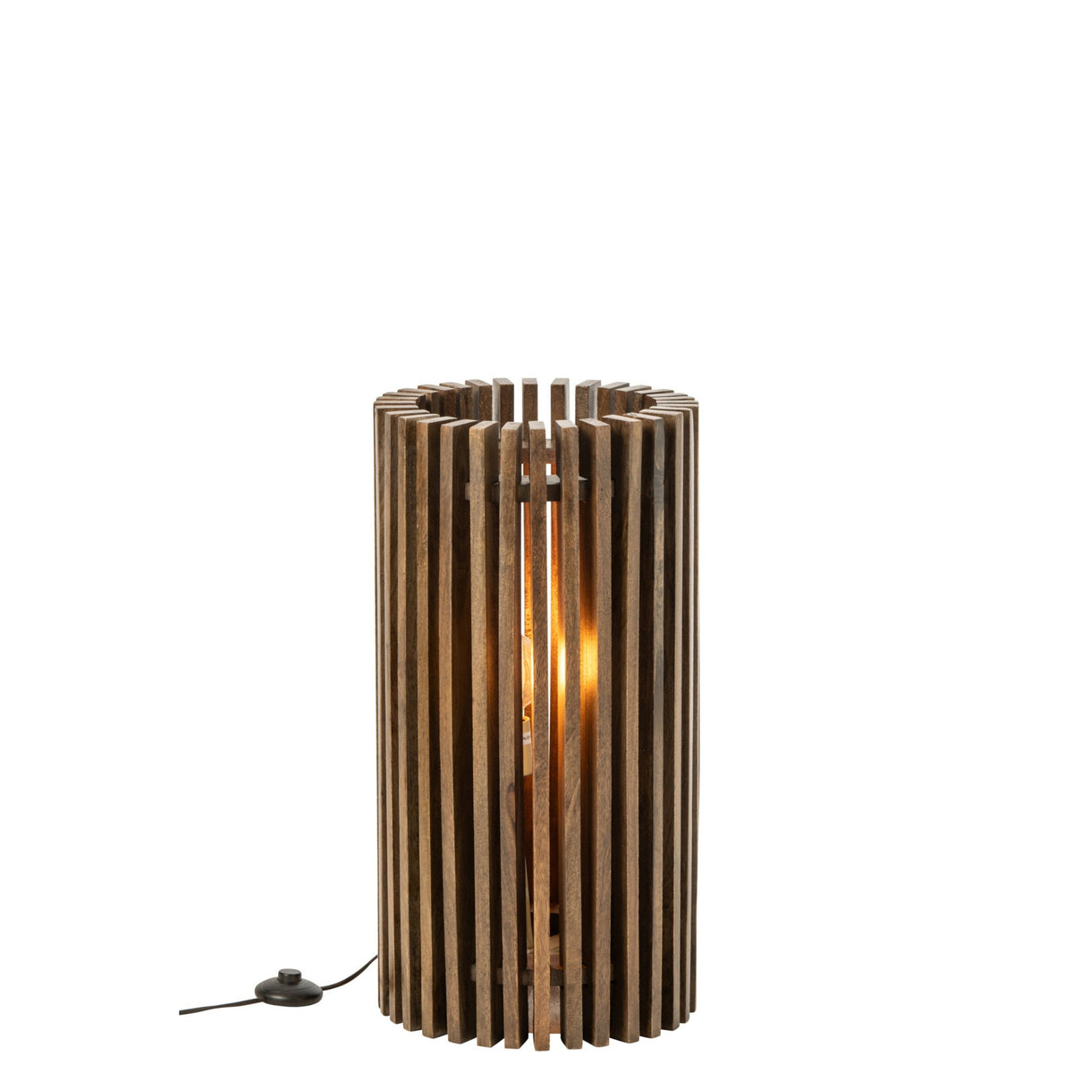 Lampa stołowa żebrowana z drewna mango, ciemnobrązowa, J-Line