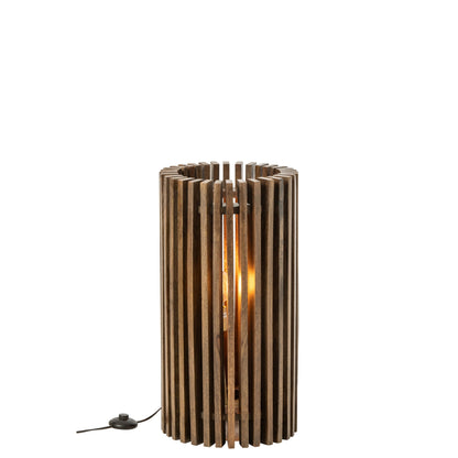 Lampa stołowa żebrowana z drewna mango, ciemnobrązowa, J-Line