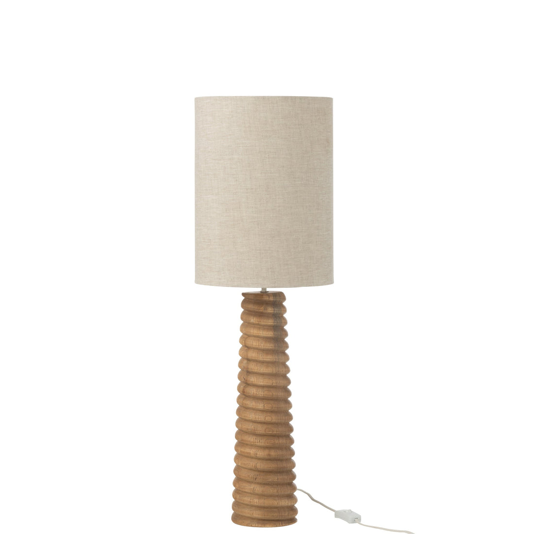 Lampa stołowa z gwintem, drewno naturalne, szara, J-Line