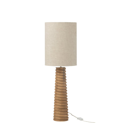 Lampa stołowa z gwintem, drewno naturalne, szara, J-Line