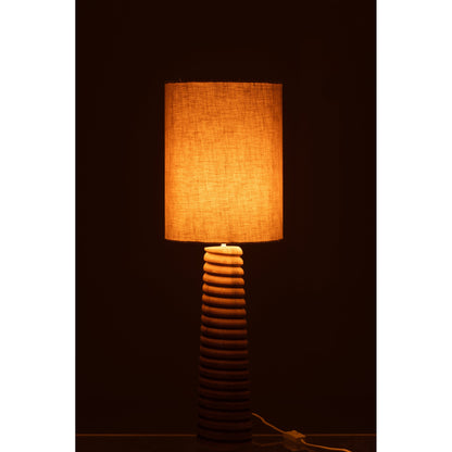 Lampa stołowa z gwintem, drewno naturalne, szara, J-Line