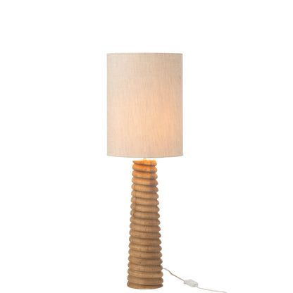 Lampa stołowa z gwintem, drewno naturalne, szara, J-Line