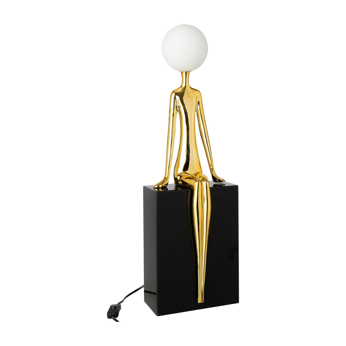 Lampa stołowa Siedząca Sylwetka Metal Złoty/Czarny J-Line