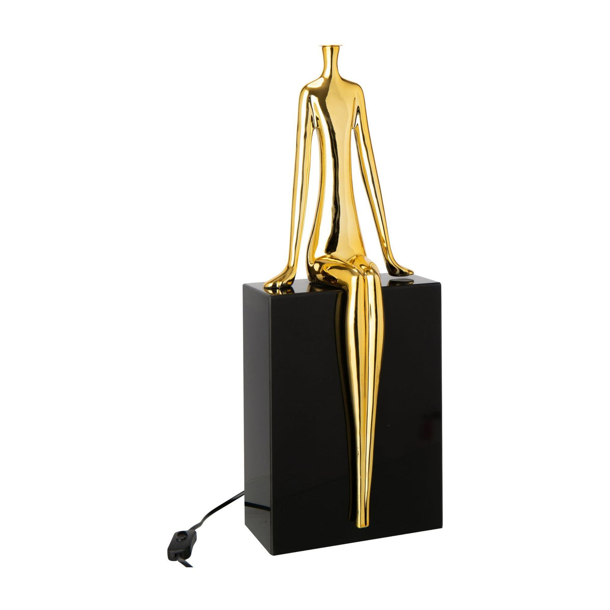 Lampa stołowa Siedząca Sylwetka Metal Złoty/Czarny J-Line