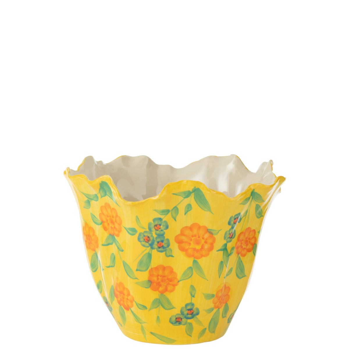 Waza Alegria na kwiaty, szeroka, ceramiczna, mieszana, L32,5 x B30,5 x W28,5 cm, J-Line