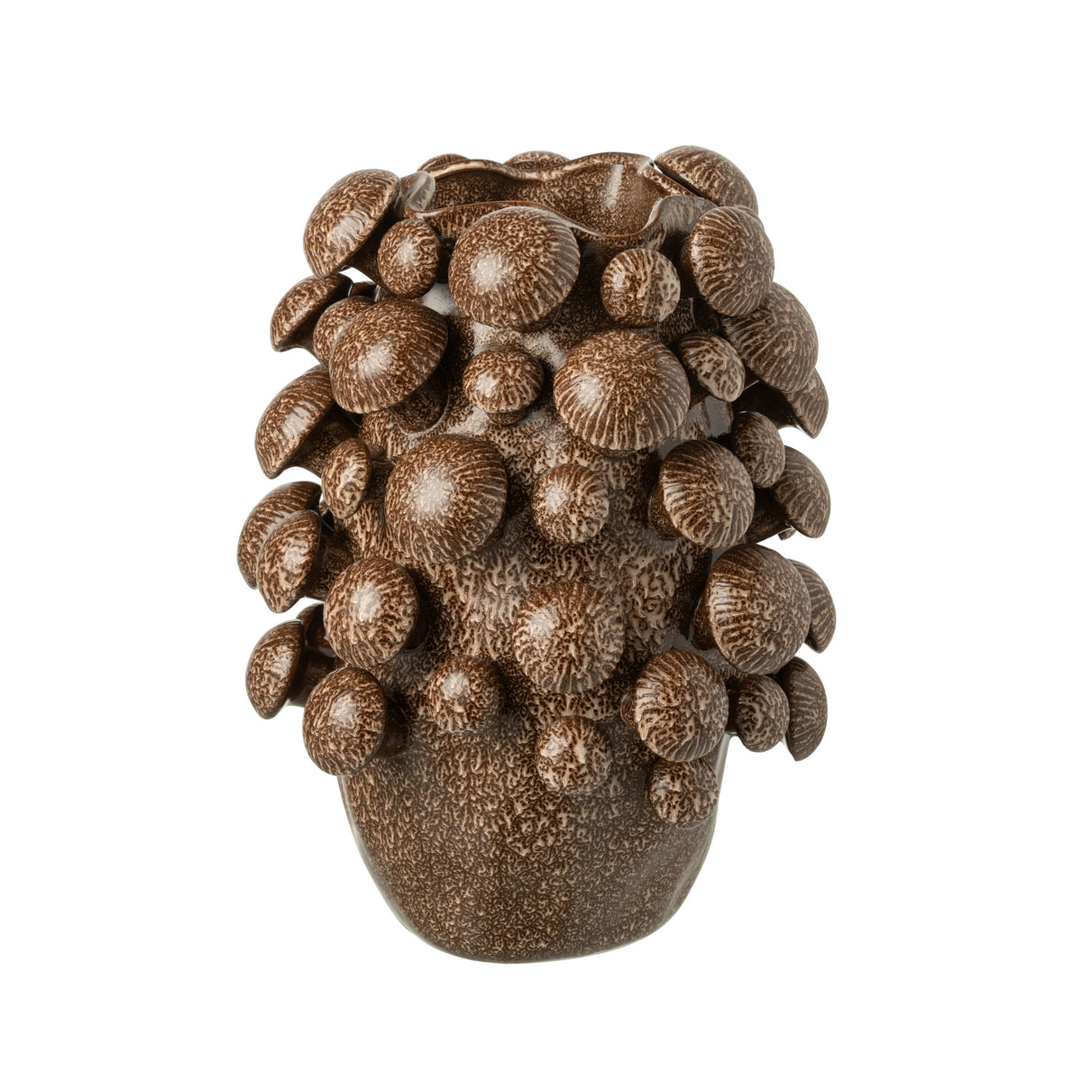 Vaas Fungi Keramiek Bruin Large Dia 33,5cmxH46cm J-Line - Vaas - J-Line - livinglovely.nl