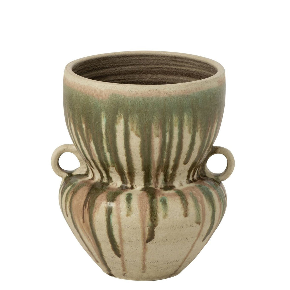 Wazon ceramiczny oliwkowo-zielony/jasnobeżowy J-Line