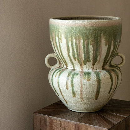 Wazon ceramiczny oliwkowo-zielony/jasnobeżowy J-Line