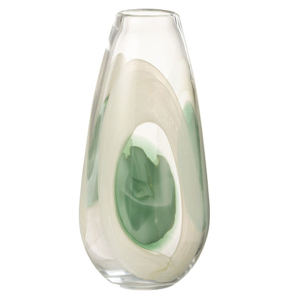 Vaas Livy Glas Groen/Wit/Transparant Large Ø17,5xH37cm J-Line
