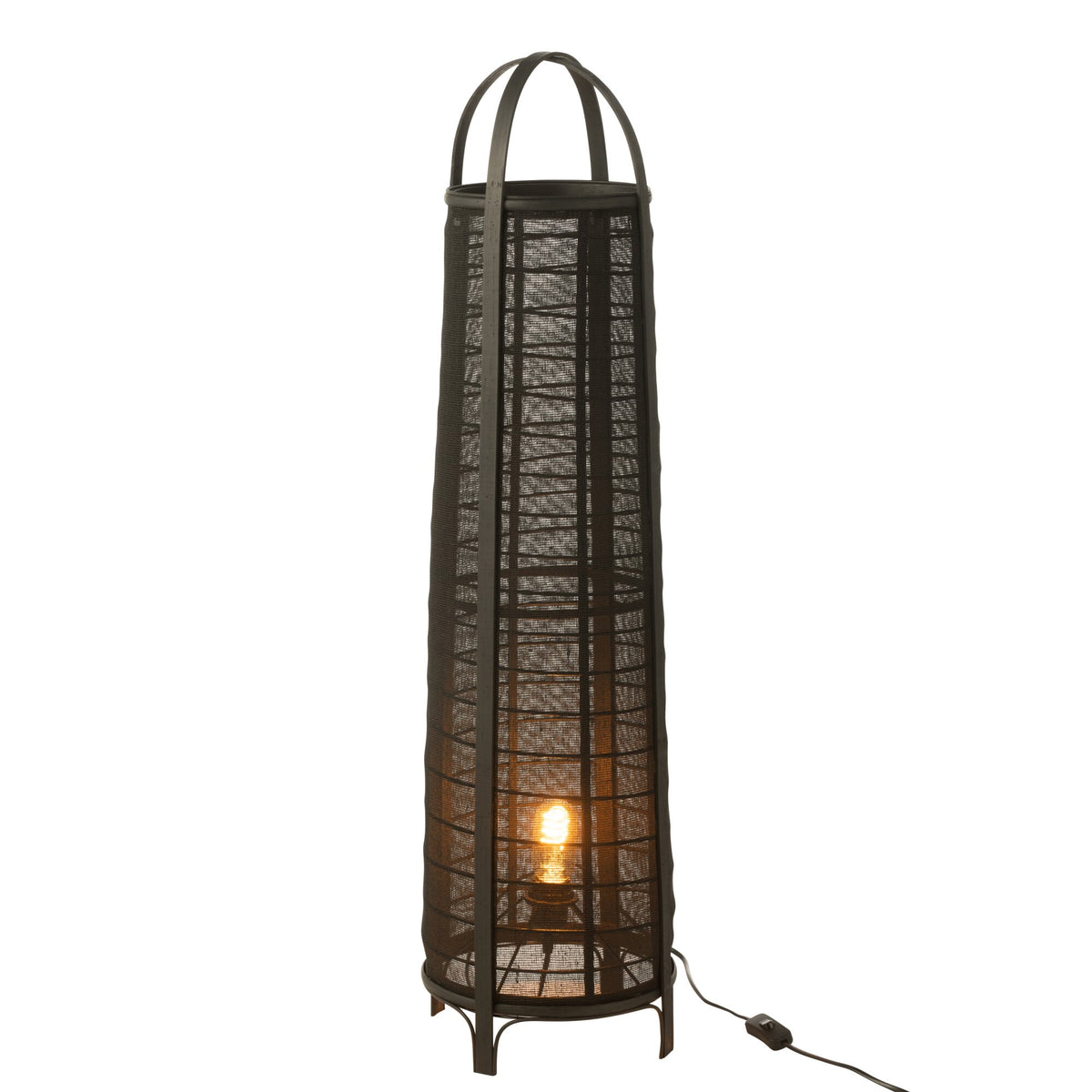 Lampa podłogowa Don Bawełna Bambus Czarna H 100cm J-Line