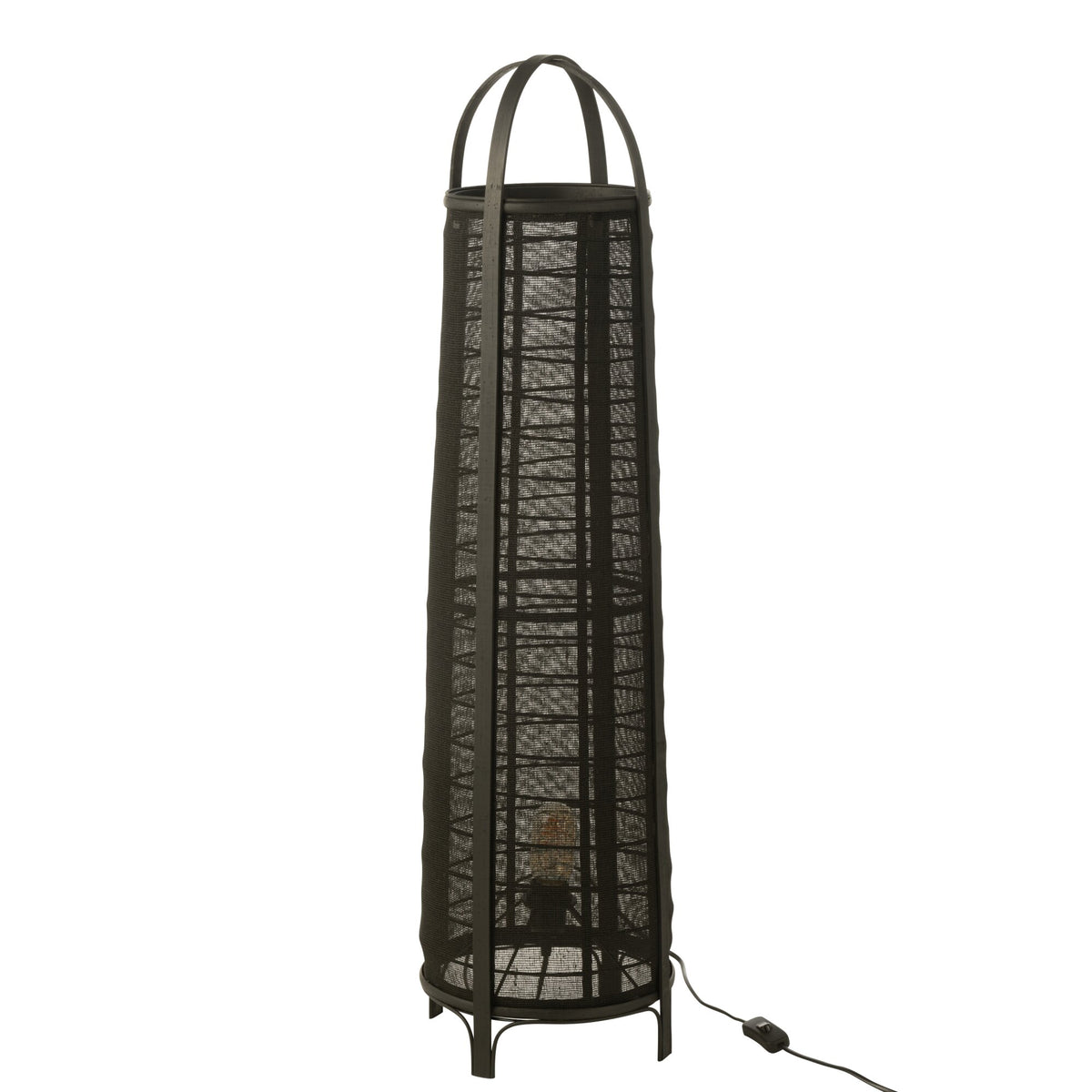 Lampa podłogowa Don Bawełna Bambus Czarna H 100cm J-Line