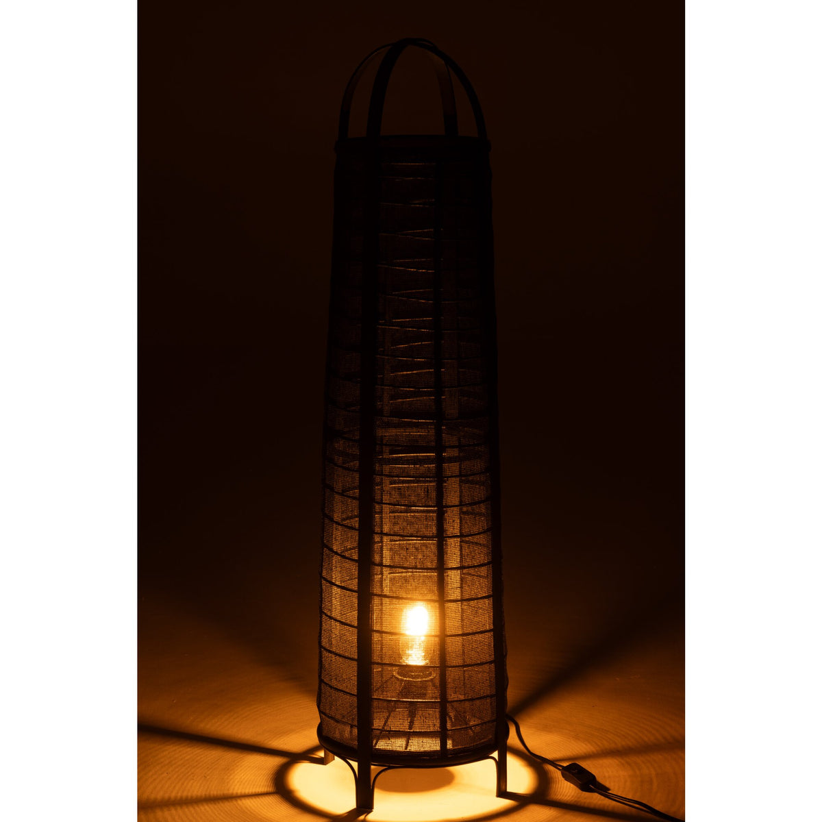 Lampa podłogowa Don Bawełna Bambus Czarna H 100cm J-Line