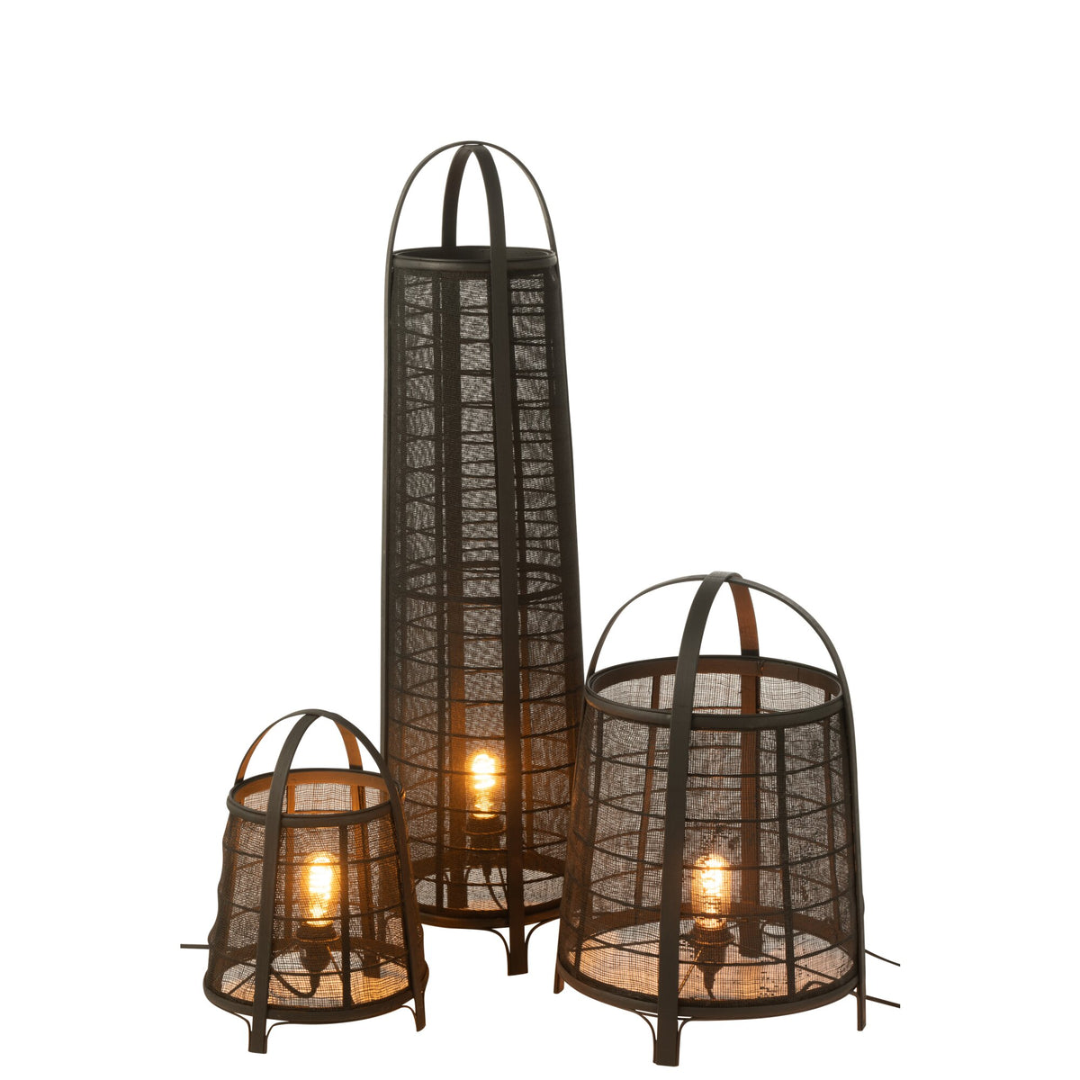 Lampa podłogowa Don Bawełna Bambus Czarna H 100cm J-Line