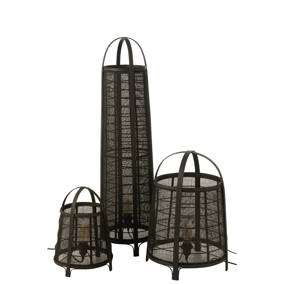 Lampa podłogowa Don Bawełna Bambus Czarna H 100cm J-Line